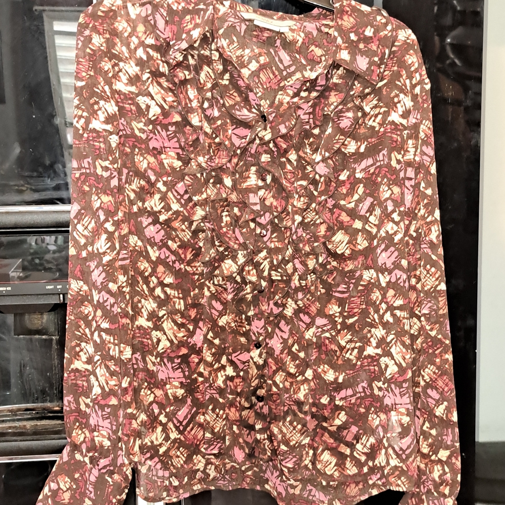 To the Max Abstract Brown and Pink Blouse